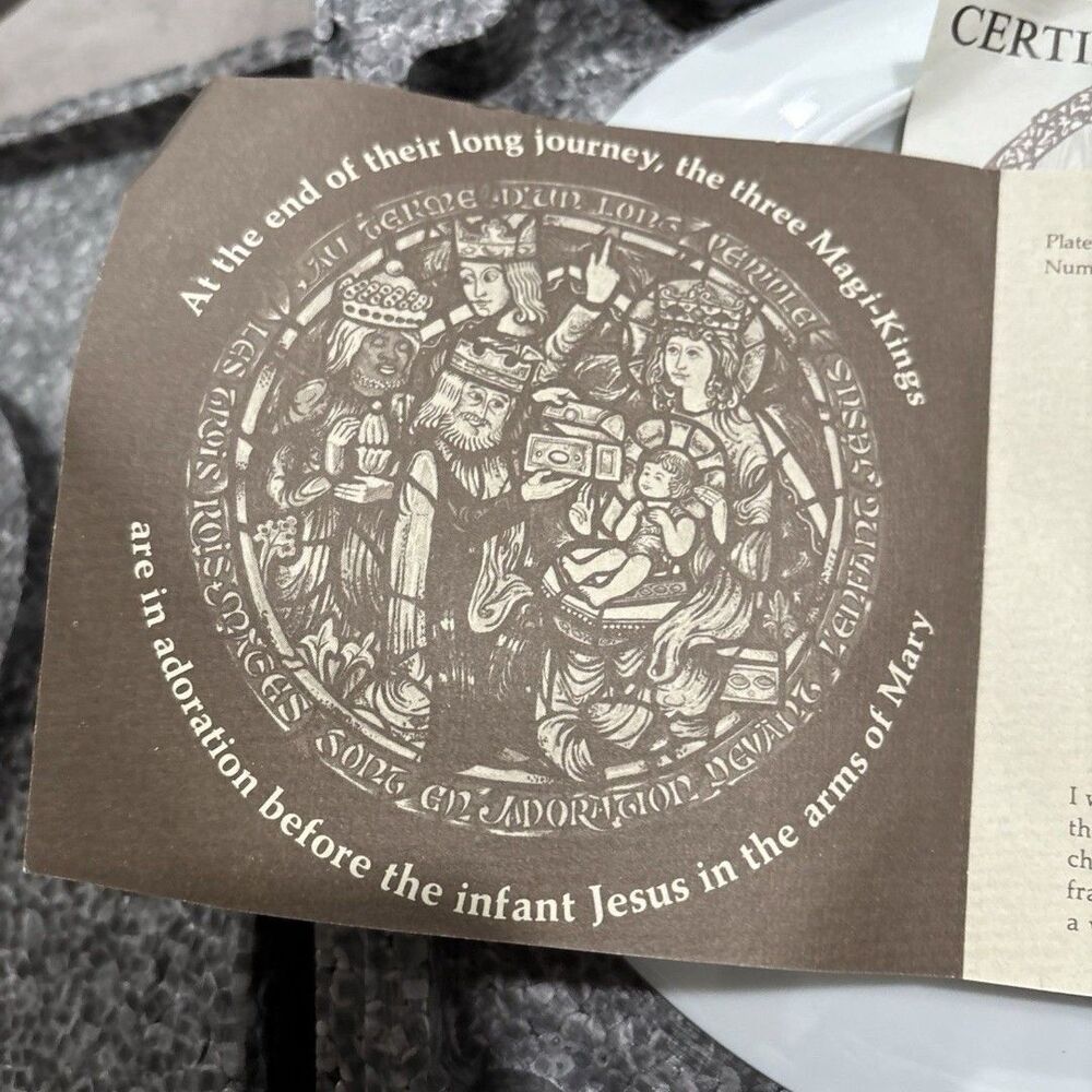 D Arceau Limoges Noel Vitrail L’Adoration Des Rois Nativity Christmas Plate 1979 - Picture 9 of 12